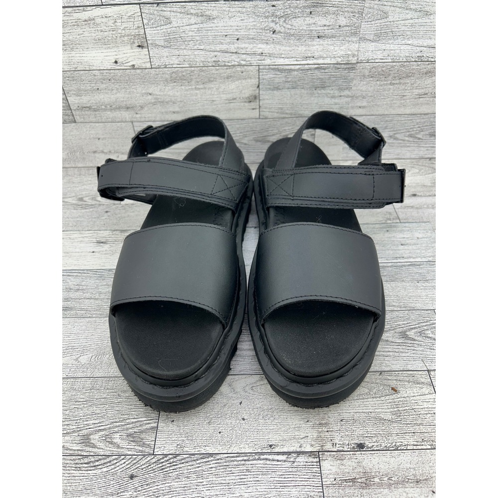 Dr. Martens Voss Black Hydro Leather Platform Sandals Women Sz 9 SoftWair NJ004